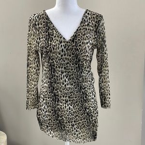 Leopard Print Sheer Blouse, Size M